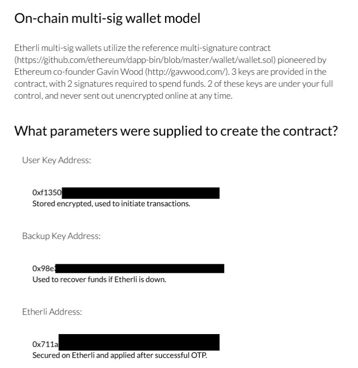 Page 1 of the Etherli wallet recovery sheet